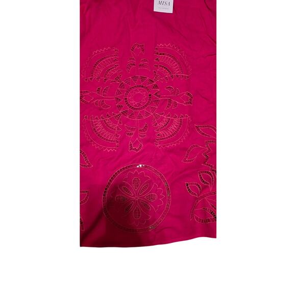 MISA Los Angeles Pink Embroidered Lined Midi Skirt Size XS - Picture 3 of 6